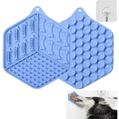 Jubyuan Lick Mat for Dogs,Dog Slow Dispensing Treater ,Dog Peanut Butter Lick Pad with Super Suction to Wall,Pet Lick Mat for Pet Bathing, Grooming, and Dog Training,Blue Jubyuan Lick Mat for Dogs,Dog Slow Dispensing Treater ,Dog Peanut Butter Lick Pad with Super Suction to Wall,Pet Lick Mat for Pet Bathing, Grooming, and Dog Training,Blue