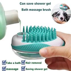 SyoLin 2 in 1 Pet Brush Bath Massage Brush,Shampoo Dispenser for Pet Grooming,Deshedding Soft Silicone Bristles Perfect for Washing,Massaging Hair,Remove Loose Fur (white)