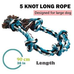 SUGN 5 Cotton Knots Medium Large Dog Twisted Rope Bite for Aggressive Chewers Chew Toy Pet Supplies Dog Rope Toys Teeth Cleaning Toy