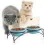 Y YHY Cat Food Bowls, Raised Cat Bowls for Food and Water, Ceramic Cat Bowls Elevated, Cat Dishes for Cat or Small Dogs,12 Ounces, Cute Cat Design, Dishwasher Safe