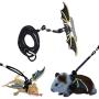 TUOKING Adjustable Lizard Leash and Harness Set Bearded Dragon Leather Wings, S, M, L, 3 Pack
