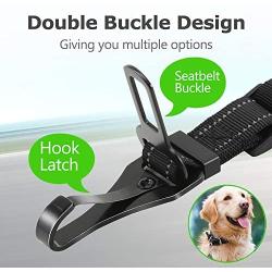 LUPAPA 3-in-1 Dog Seat Belt for Vehicle Car (2-Pack), Adjustable Length Pet Safety Belt, Heavy Duty Double Buckle Elastic Buffered Reflective Nylon for Travel and Life Daily Use