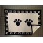 PetRageous 10209 Paws Tapestry Dog Non-Skid Machine Washable Placemat for Pet Feeding Stations with Rubber Backing 13-Inch by 19-Inch for Dogs and Cats, Black and Natural
