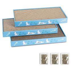 CANAGER Cat Scratchers Cardboard, Anti Scratching Mat for Cats, Large Cat Scratcher Furniture Protector Double Side Kitty Scratching Pad with Catnip