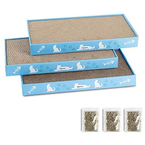 CANAGER Cat Scratchers Cardboard, Anti Scratching Mat for Cats, Large Cat Scratcher Furniture Protector Double Side Kitty Scratching Pad with Catnip