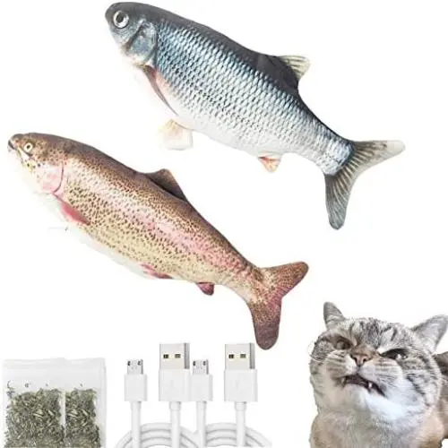 Electric Moving Fish Cat Toy, Flopping Kicker Realistic Fish Plush Simulation Wagging Cat Toy Catnip , Funny Interactive Pets Chew Bite Kick Supplies Fun Toy for Cat Kitten Kitty Exercise(2 Pack) Electric Moving Fish Cat Toy, Flopping Kicker Realistic Fish Plush Simulation Wagging Cat Toy Catnip , Funny Interactive Pets Chew Bite Kick Supplies Fun Toy for Cat Kitten Kitty Exercise(2 Pack)