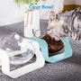 Gbziyjk Cat Bowl Raised Stand Tilted Angled,Pet Dish Transparent Plastic Feeding Bowls Good Non Slip Proof Adjustable Detachable Heavy Duty Durable