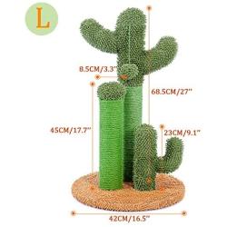 PAWZ Road Cat Scratching Post Cactus Cat Scratcher Featuring with 3 Scratching Poles and Interactive Dangling Ball