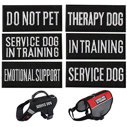 Dog Vest Harness Patches, CheeseandU 6Pack Dog Removable Patches Backing-Service Dog, Service Dog in Training, Do Not Pet, Emotional Support, Therapy Dog, in Training Embroidered Morale Badge Patches