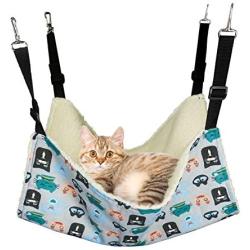 YMTECH Cat Hammock Bed - Pet Cage Hammock with Adjustable Straps, Suitable for Cats, Puppies and More Small Animals