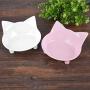 ljfjf Cat Bowls,3PCS Cat Bowl Set Non Slip Cat Bowls Durable Cat Food Bowl Plastic Cat Shaped Pet Water Bowl Pink/White/Gray for Cats and Puppys (Color : -)