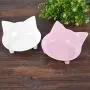 ljfjf Cat Bowls,3PCS Cat Bowl Set Non Slip Cat Bowls Durable Cat Food Bowl Plastic Cat Shaped Pet Water Bowl Pink/White/Gray for Cats and Puppys (Color : -)