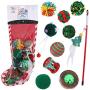 QKURT Christmas Pet Stocking, Xmas Interactive Chew Toy for Puppy Kitten - 10 Packs
