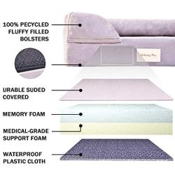 Ushang Pet Orthopedic Memory Foam Dog Beds, Pet Sofa Lounger Bolster Dog Beds for Large Dogs Wash Removable Cover with Anti-Slip Bottom