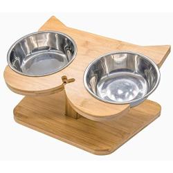 NibbleyPets Elevated Cat Bowl Stand with Stainless-Steel Food and Water Bowls (3 Pc. Set) | Stand-Up Eating and Drinking | Pet Friendly Ergonomic Design | Perfect for