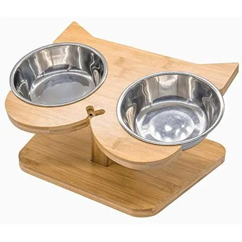 NibbleyPets Elevated Cat Bowl Stand with Stainless-Steel Food and Water Bowls (3 Pc. Set) | Stand-Up Eating and Drinking | Pet Friendly Ergonomic Design | Perfect for NibbleyPets Elevated Cat Bowl Stand with Stainless-Steel Food and Water Bowls (3 Pc. Set) | Stand-Up Eating and Drinking | Pet Friendly Ergonomic Design | Perfect for