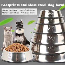 GAILANG Stainless Steel Pet Bowl with Rubber Base-Environmental Protection, Gnawing Resistance, Long Service Life-Suitable for a Variety of Dogs and Cats-Feed Water Feeding