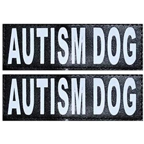 Doggie Stylz Set of 2 Autism Dog Patches Interchangeable Reflective Removable Patches with Hook Backing for Working Dog Harnesses & Vests. Comes in 3 Sizes