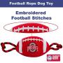 Pets First NCAA Ohio State Buckeyes Football Dog Toy, Tough Quality Nylon Materials, Strong Pull Ropes, Inner Squeaker, Collegiate Team Color