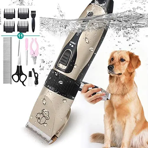 Supoggy Professional Dog Clippers, Rechargeable Cordless Dog Grooming kit, Low Noise Pet Hair Clipper Trimmer Shaver with Comb Guides Scissors Nail Kits for Dogs Cats