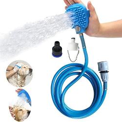 Skoye Pet Bathing Tool, Dog Shower Sprayer Shampoo Washer with Massage Brush, 7.5 Foot Hose and 2 Adapters for Indoor Outdoor Use, Dogs Cat Horse Grooming