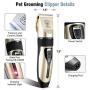 rabbitgoo Dog Grooming Clippers, Rechargeable Pet Hair Trimmer Doggy Grooming Kit, Electric Shaver Hair Remover Kit with 4 Guide Combs Low Noise Cordless Accessories for Pets/Dogs/Cats/Rabbits