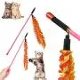 2pc Cat Kitten Pet Wand Teaser Toy Catcher Stick Interactive Play Chase Colorful