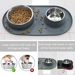 Dog Bowls Stainless Steel, Collapsible Dog Bowl with No Spill Non-Skid Silicone Mat Set, Three Feeder Food Water Bowl for Small Medium Large Dogs, Puppies, Cats and Pets, Pack of 3