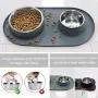 Dog Bowls Stainless Steel, Collapsible Dog Bowl with No Spill Non-Skid Silicone Mat Set, Three Feeder Food Water Bowl for Small Medium Large Dogs, Puppies, Cats and Pets, Pack of 3