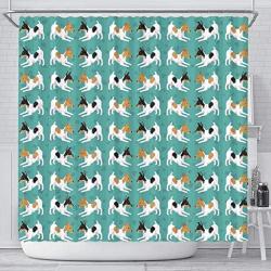 Paws With Attitude Toy Fox Terrier Dog Hearts Pattern Print Shower Curtains