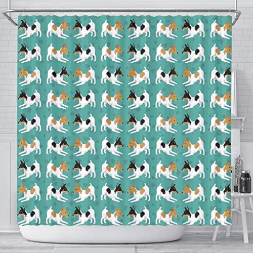 Paws With Attitude Toy Fox Terrier Dog Hearts Pattern Print Shower Curtains