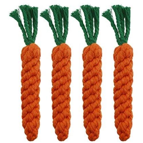 Amersumer 4 PCS Puppy Chew Dog Toys Carrot Cotton Pet Rope Chew Toys Pet Teeth Cleaning Chewing Biting Rope Dog Toys