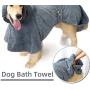 PUMYPOREITY Pet Bathrobe Dog Bath Towel with Hood/Pockets, Strong Absorbent Bath Quick Dry Clothes, Adjustable Microfiber Cleaning Dog Blanket for Medium Large Dog Grooming Swimming Running