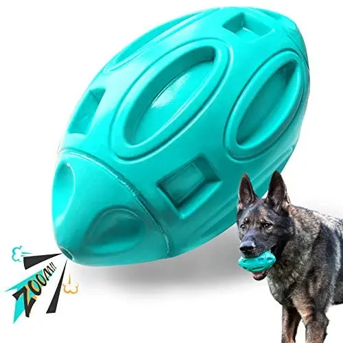 EASTBLUE Squeaky Dog Toys for Aggressive Chewers: Rubber Puppy Chew Ball with Squeaker, Almost Indestructible and Durable Pet Toy for Medium and Large Breed