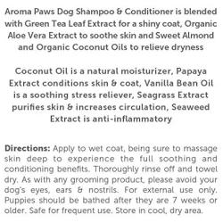 Aroma Paws Dog Shampoo – Cleansing Wash, Conditioning, Moisturizing – Toxin Free, Healthy Ingredients – Aromatic Grooming Puppy Shampoo – Tearless Cleaner, Coconut Papaya