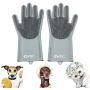 LMTIC Pet Grooming Gloves for Cat & Dog, Dog Bathing Brush with Long Bristles,Heat Resistant Silicone Pet Hair Removal Gloves, Unique Gift for Pet