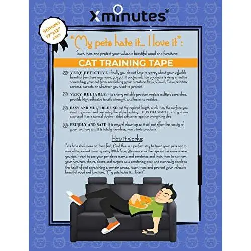 Premium Quality Anti-Scratch Cat Training Sheets | Cat Furniture Scratching Deterrent – Couch Protector | Including Biggest 9 XXL size Sticky SHEETS 12'' X 17''| Transparent Clear Double Sided Tape Premium Quality Anti-Scratch Cat Training Sheets | Cat Furniture Scratching Deterrent – Couch Protector | Including Biggest 9 XXL size Sticky SHEETS 12'' X 17''| Transparent Clear Double Sided Tape