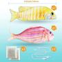 ZooZoo 2-Pack Flopping Plush Fish Catnip Cat Toy 11.8'' Touch Sensor Auto Activated Standby USB Charging Washable Electronic Wiggle Realistic Pet Simulation Happy Healthy Kitten Interactive Silver Vine