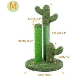 PAWZ Road Cat Scratching Post Cactus Cat Scratcher Featuring with 3 Scratching Poles and Dangling Ball