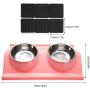 ljfjf Double Cat Bowls,Non Slip Cat Bowls Stand Adjustable Cat Feeding Bowls Stainless Steel Cat Bowls Pink for Cats and Puppies. (Color : -)