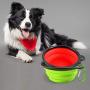 Clan_X Silicone Collapsible Dog Bowls, 2 PCS Portable Travel Pet Bowls with Carabiner, Food-Grade Foldable Cup Dish for Dog Cat Food Water Feeding, 1Pcs Banana Squeaky Dog Toy(Red and Green)