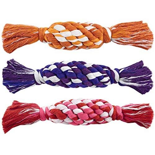 Ruffin It Fetch N Floss Squeak Rope Toy, Large, Orange/Purple/Red