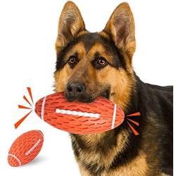 Youmi Dog Chew Squeaky Toy Ball, Dog Interactive Toy for Aggressive Chewers, Durable Dog Toys Rugby Shape for Dogs, Rubber Chew Ball with Squeaker, Makes Dog Fun, for Fetch Game and Outdoor Play