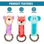 Pokeling Dog Squeak Toys, Dog Toys, Dog Toys Pack, Dog Plush Toys, Pet Toys, Stuffing Squeaky Plush Dog Toy, Rope Dog Toys, Chew Toys Plush Toys, 3 Pack Cute Pet Toys, Fox, Elephant, Bear