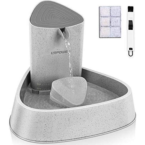 URPOWER Pet Fountain, Upgraded Automatic Cat Fountain Dog Water Fountain Cat Water Dispenser, Adjustable Water Flow Setting Drinking Fountain Cat Bowl for Cats, Dogs, Pets(Gray)