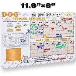 FLO PET Did You Feed The Dog? Feeding Reminder Refrigerator Magnet,Magnetic Dry Erase Sheet for Fridge,Daily Feeding Guidelines with Daily Indication Chart to Feed Your Puppy Adult Dog Cat.