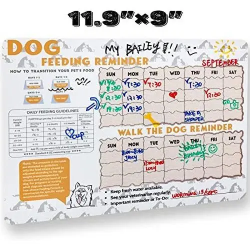 FLO PET Did You Feed The Dog? Feeding Reminder Refrigerator Magnet,Magnetic Dry Erase Sheet for Fridge,Daily Feeding Guidelines with Daily Indication Chart to Feed Your Puppy Adult Dog Cat. FLO PET Did You Feed The Dog? Feeding Reminder Refrigerator Magnet,Magnetic Dry Erase Sheet for Fridge,Daily Feeding Guidelines with Daily Indication Chart to Feed Your Puppy Adult Dog Cat.