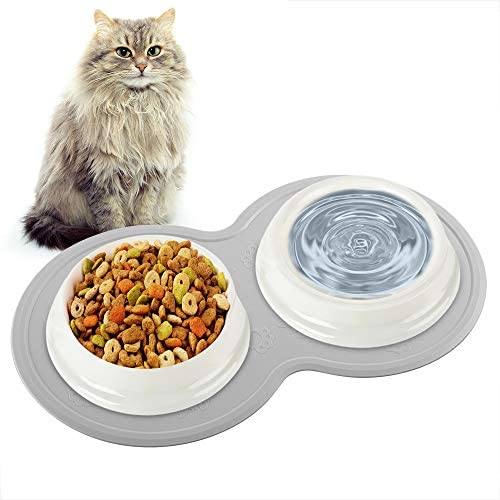 Tinland Feeding Mat for Kitten, Compact Food Mat for Kitty Cat Small Dog Anti-Slip Waterproof Food Grade Silicone Raised Rim