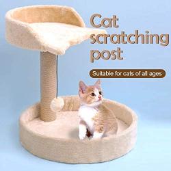 GiftParty Cat Scratching Post for Kitty, Natural Sisal Scratchers Post, Plush Platform & Bed with Hanging Balls, Kittens & Cat Interactive Toys