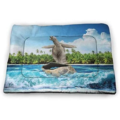 Nomorer Cat Bed Animal for Litter Boxes Illustration of a Frog from Behind Little Paws Tropic Nature Wildlife Modern Green White Yellow